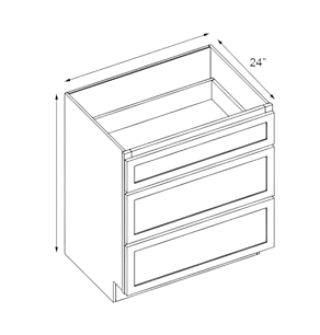 Sage Green Shaker 18" Drawer Base Cabinet - with 3 Drawers - RTA