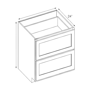 Classic Creme Shaker 36" Drawer Base Cabinet - with 2 Drawers - RTA