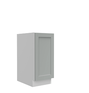 Lunar Grey Shaker 9" Base Cabinet - Full Height Door - White Melamine Box - RTA