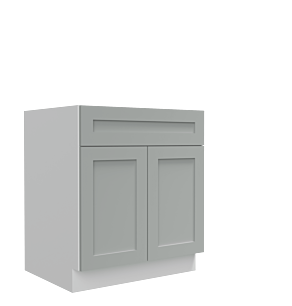 Lunar Grey Shaker 24" Base Cabinet - Double Doors - White Melamine Box - RTA