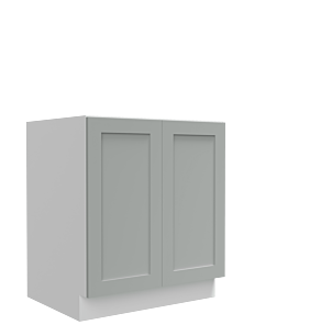 Lunar Grey Shaker 30" Base Cabinet - Full Height Door - Double Doors - White Melamine Box - RTA