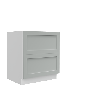 Lunar Grey Shaker 24" Two Drawer Base Cabinet - White Melamine Box - RTA