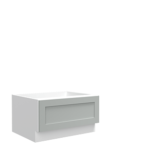 Lunar Grey Shaker 24" Oven Base Cabinet - 12" Drawer - White Melamine Box - RTA