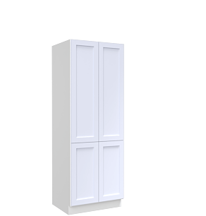 Lunar White Shaker 30x96 Pantry Cabinet - White Melamine Box - RTA