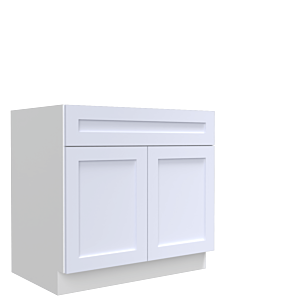 Lunar White Shaker 33" Sink Base Cabinet - Assembled