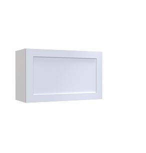 Lunar White Shaker 30x18 Horizontal Lift Up Wall Cabinet - White Melamine Box - RTA