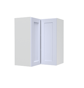 Lunar White Shaker 24x30 Corner Wall Cabinet - White Melamine Box - RTA