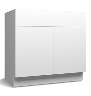 High Gloss White 36" Sink Base Cabinet with Fake Drawer - RTA