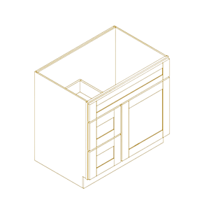 Classic Creme Shaker 30" Vanity Combo: One Door + Two Drawers (Left) - RTA