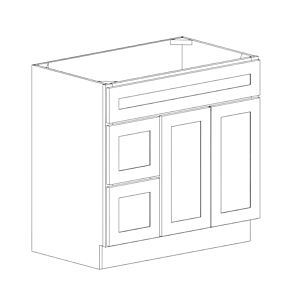 Classic Creme Shaker 36" Vanity Combo: Two Doors + Two Drawers (Left) - RTA