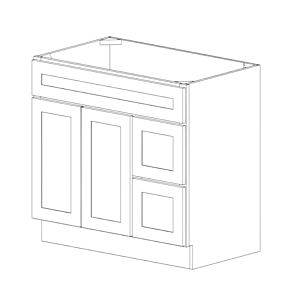 Classic Creme Shaker 36" Vanity Combo: Two Doors + Two Drawers (Right) - RTA