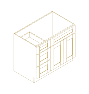 Classic Creme Shaker 42" Vanity Combo: Two Doors + Three Drawers (Left) - RTA