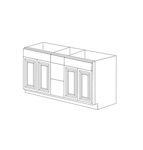 Classic Snow White 60" Double Sinks Base Vanity With Center Drawers - RTA