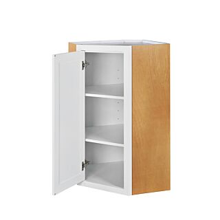 Snow White Inset Shaker 27x30 Wall Diagonal Corner Cabinet - RTA