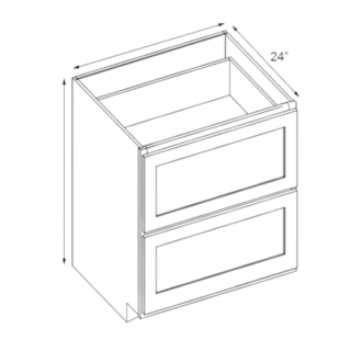 Classic Creme Shaker 24" Drawer Base Cabinet - with 2 Drawers - RTA