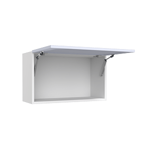 Lunar White Shaker 30x15 Horizontal Lift Up Wall Cabinet - White Melamine Box - RTA
