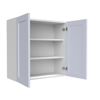 Lunar White Shaker 24x30 Wall Cabinet - White Melamine Box - RTA