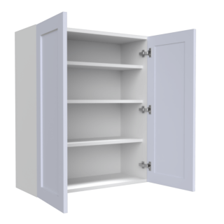 Lunar White Shaker 24x36 Wall Cabinet - White Melamine Box - RTA