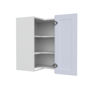 Lunar White Shaker 24x30 Corner Wall Cabinet - White Melamine Box - RTA