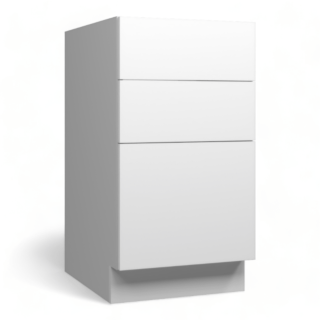 Lacquer Matte Black 12" Three Drawer Base Cabinet