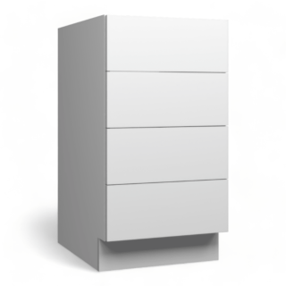 Lacquer Matte Black 12" Four Drawer Base Cabinet