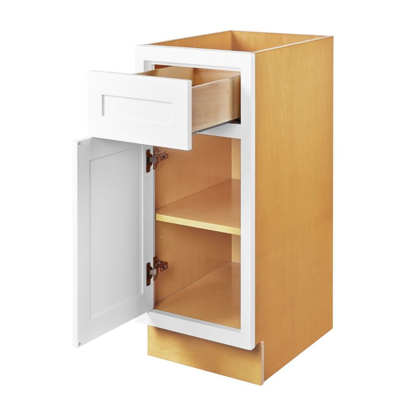 Snow White Inset Shaker 15" Base Cabinet- RTA