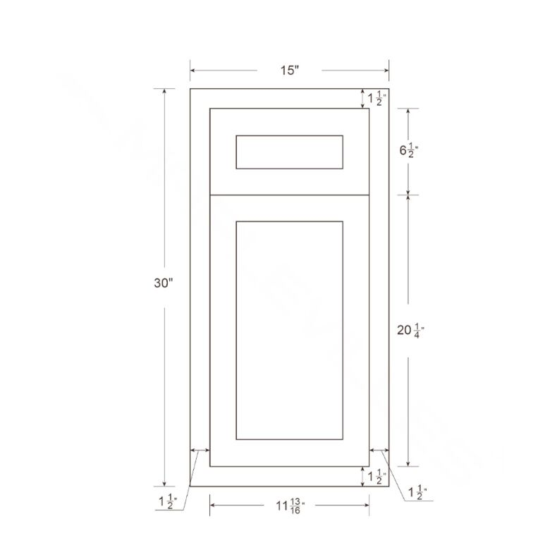 Snow White Inset Shaker 15" Base Cabinet- RTA