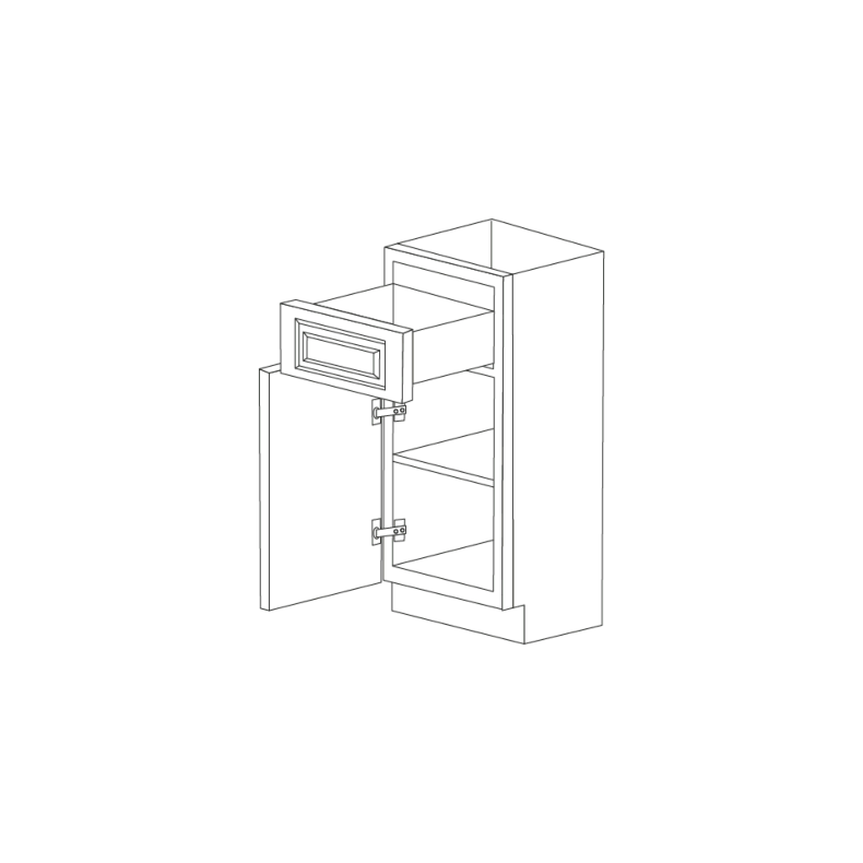 Glossy Gray 18" Base Cabinet 1 Door & 1 Drawer - RTA