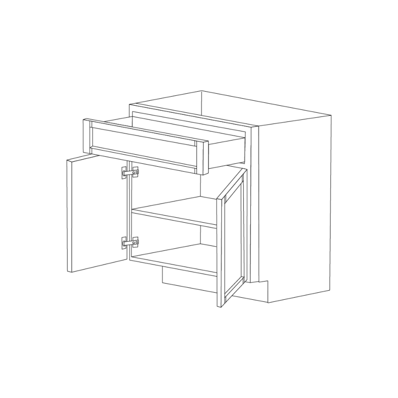 Lacquer White 27" Base Cabinet 2 Doors & 1 Drawer - RTA