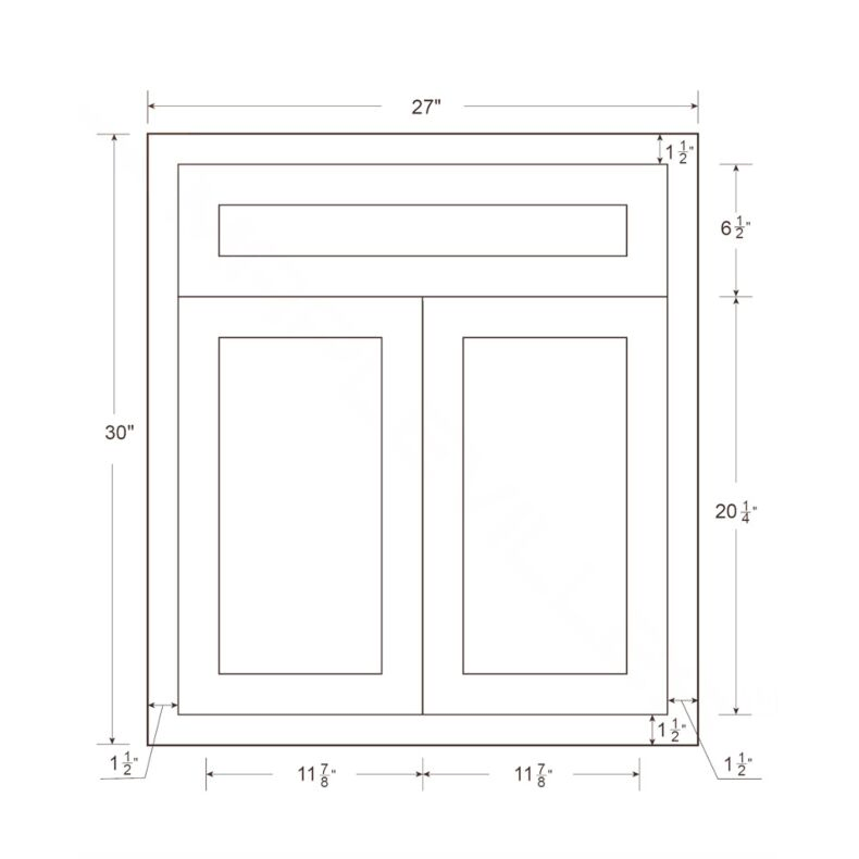 Vintage White Inset 27" Base Cabinet- RTA