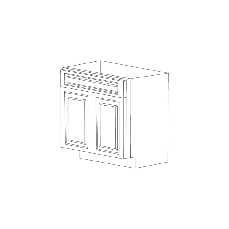 Glossy Gray 30" Base Cabinet 2 Doors & 1 Drawer - RTA