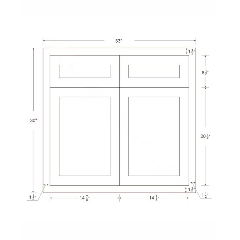 Dark Blue Inset Shaker 33" Base Cabinet- RTA