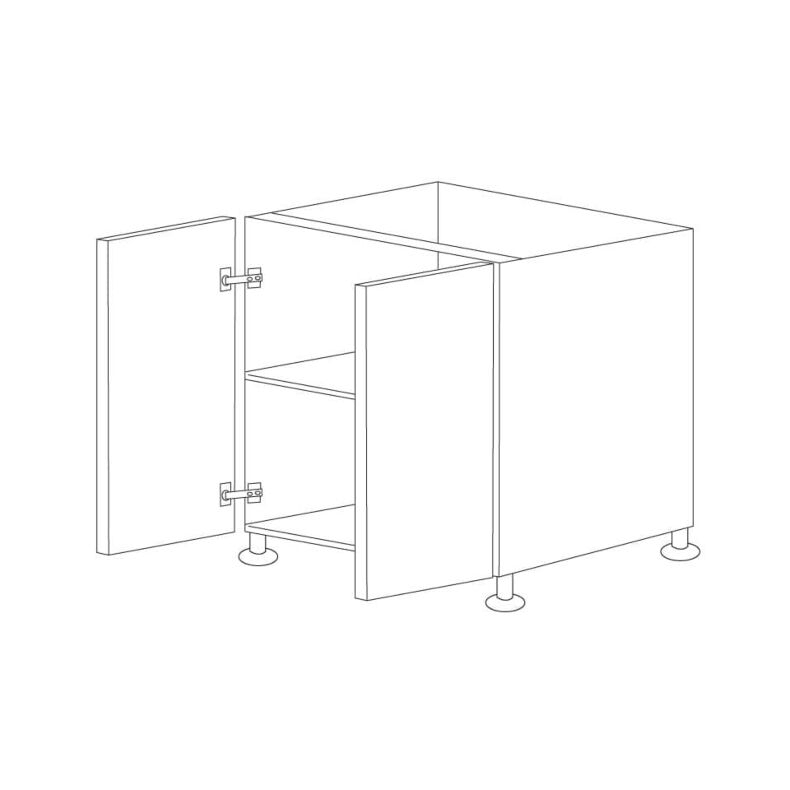 Glossy Gray 33" Base Cabinet 2 Doors - RTA