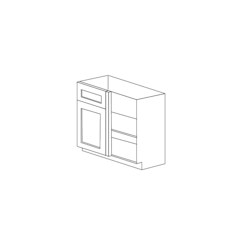 Jersey White Shaker 42" Blind Corner Base Cabinet with Drawer - RTA Jersey White Shaker 42" Blind Corner Base Cabinet with Drawer - RTA