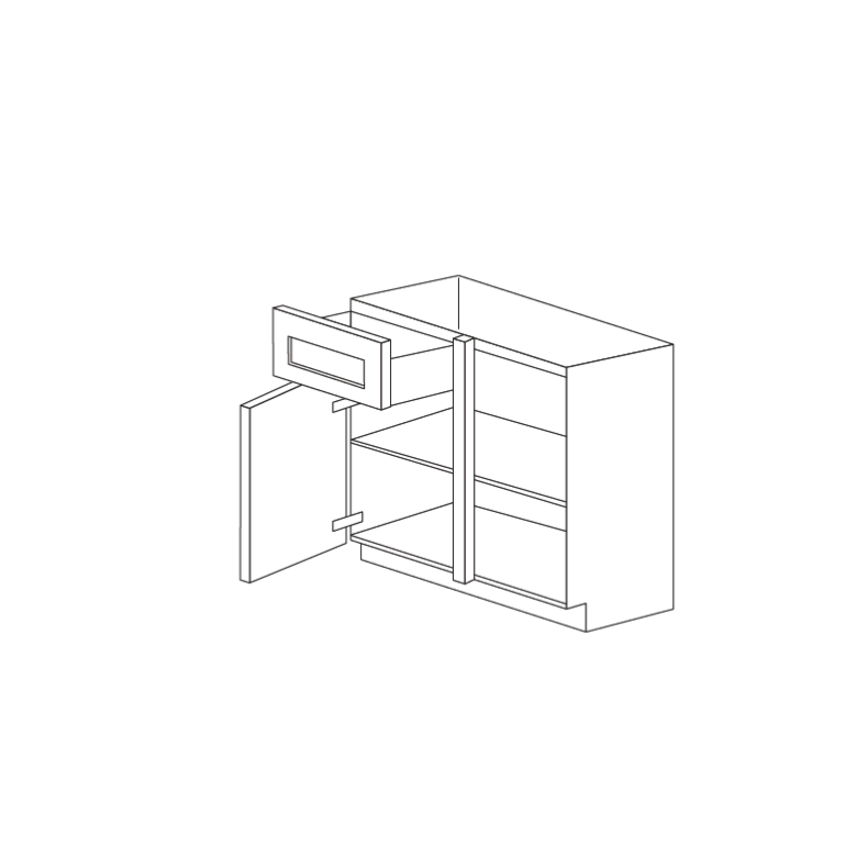 Jersey White Shaker 42" Blind Corner Base Cabinet with Drawer - RTA