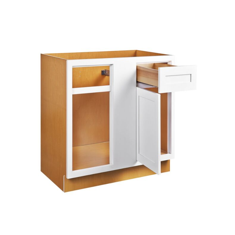 Snow White Inset Shaker 42" Blind Corner Base Cabinet - RTA