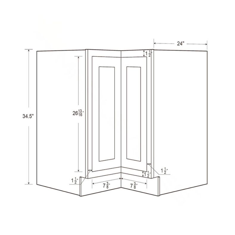 Snow White Inset Shaker 33" Lazy Susan Corner Base Cabinet - RTA
