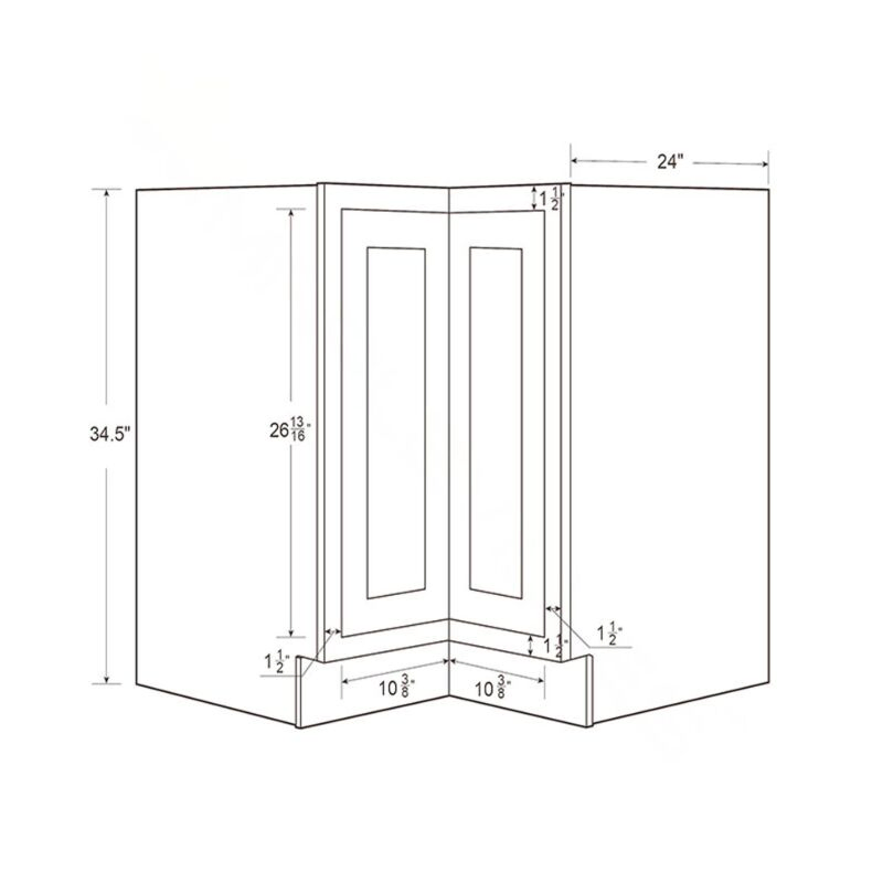 Snow White Inset Shaker 36" Lazy Susan Corner Base Cabinet - RTA