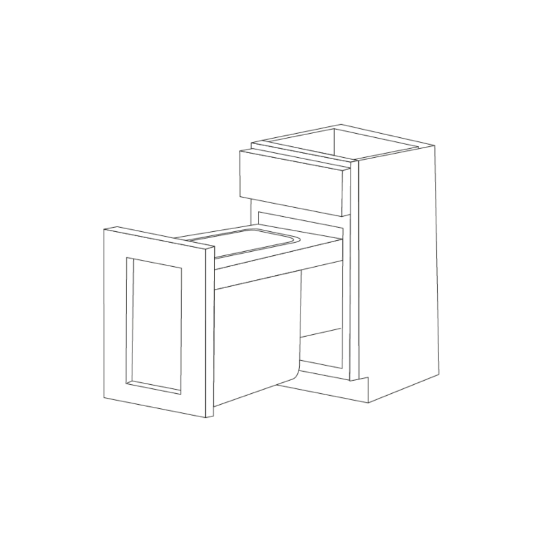 Piano Paint White Gloss 15" Base Trash Basket Cabinet - RTA