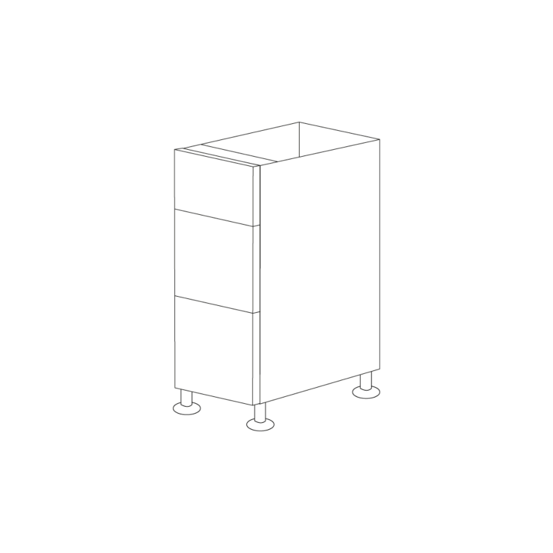 Pure White Flat Panel 12" Three Drawer Base Cabinet - RTA