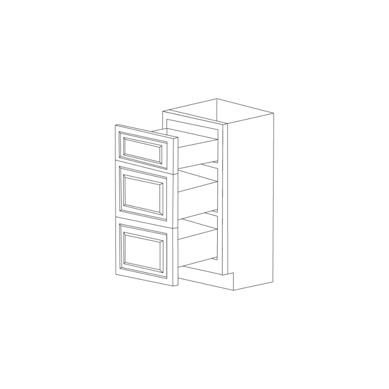 Orlando Ginger Square 12" Drawer Base Cabinet - 3 Drawers - RTA