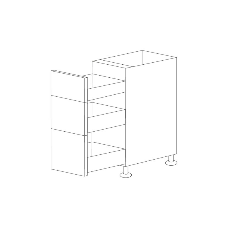 Glossy Gray 15" Drawer Base Vanity 3 Drawers - RTA
