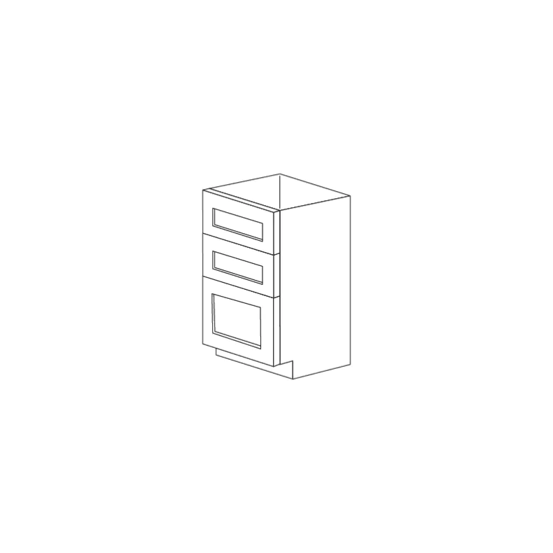Jersey White Shaker 15" Three Drawer Base Cabinet - RTA Jersey White Shaker 15" Three Drawer Base Cabinet - RTA