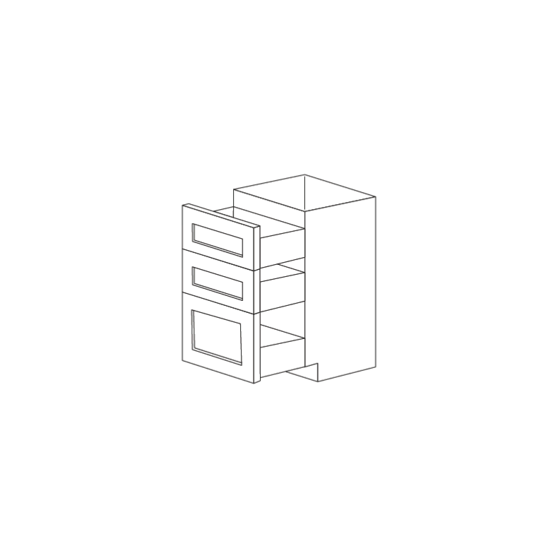 Jersey White Shaker 15" Three Drawer Base Cabinet - RTA