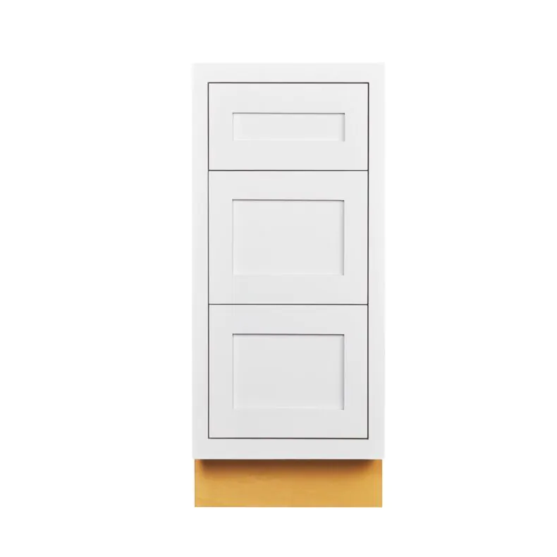 Snow White Inset Shaker 18" Three Drawer Base Cabinet - RTA Snow White Inset Shaker 18" Three Drawer Base Cabinet - RTA