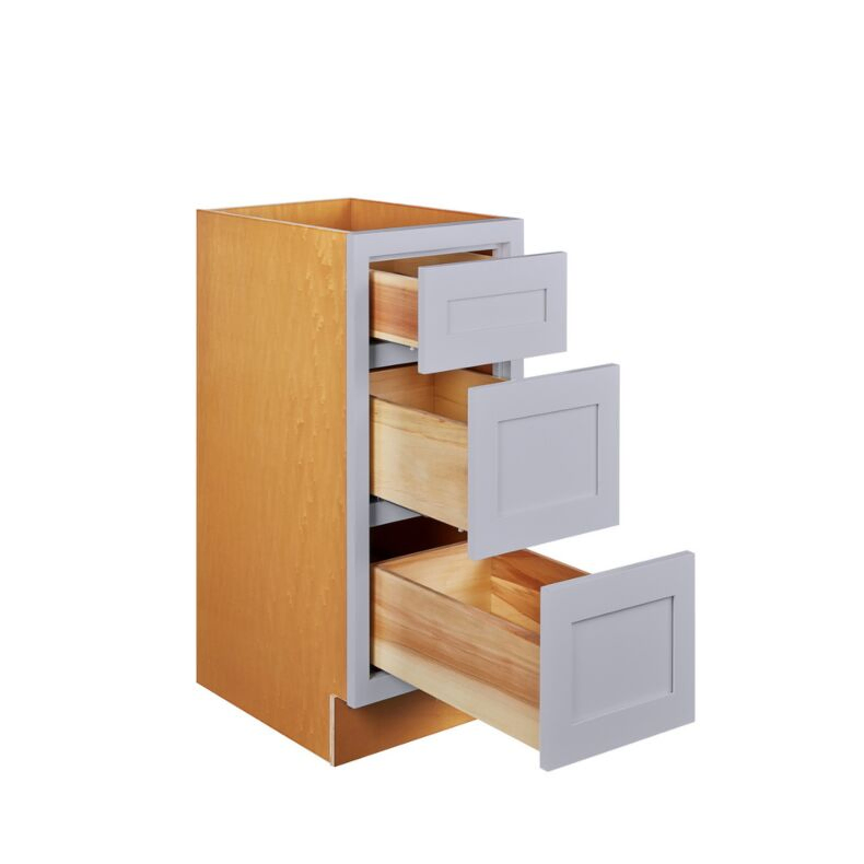 Dark Blue Inset Shaker 18" Three Drawer Base Cabinet - RTA