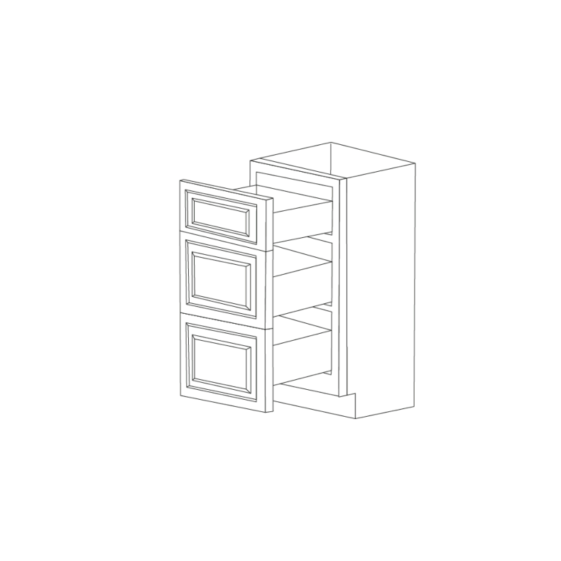 Orlando Ginger Square 18" Drawer Base Cabinet - 3 Drawers - RTA