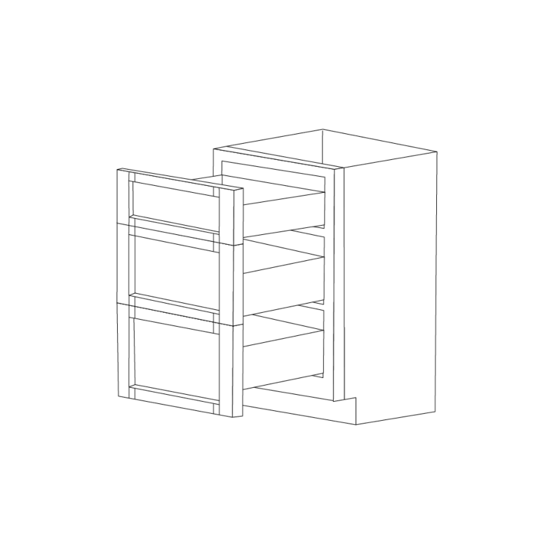 Ontario Beech Espresso 18" Three Drawer Base Cabinet - RTA