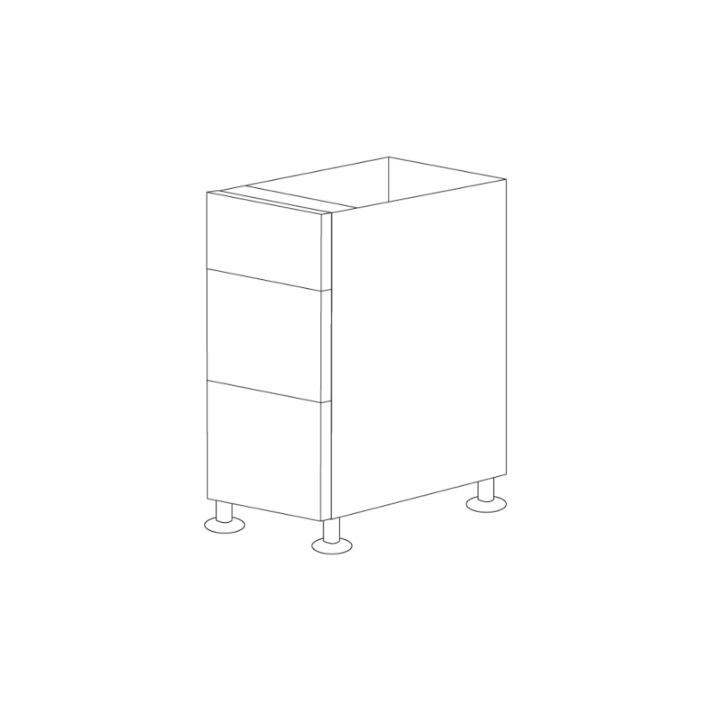 Pure White Flat Panel 21" Three Drawer Base Cabinet - RTA