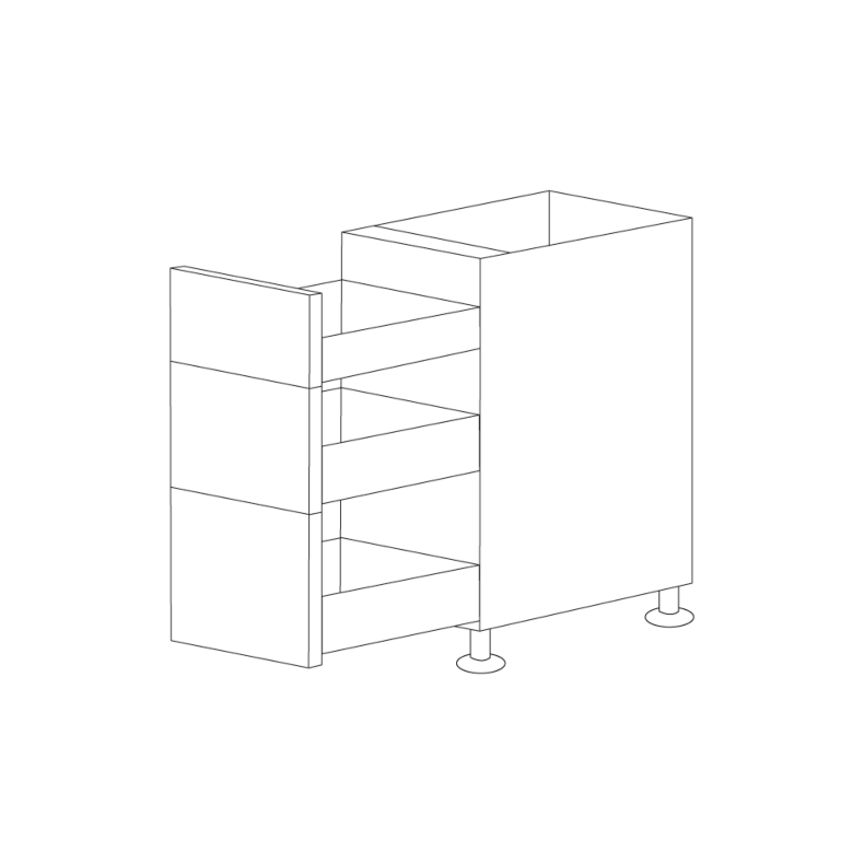 Pure White Flat Panel 21" Three Drawer Base Cabinet - RTA